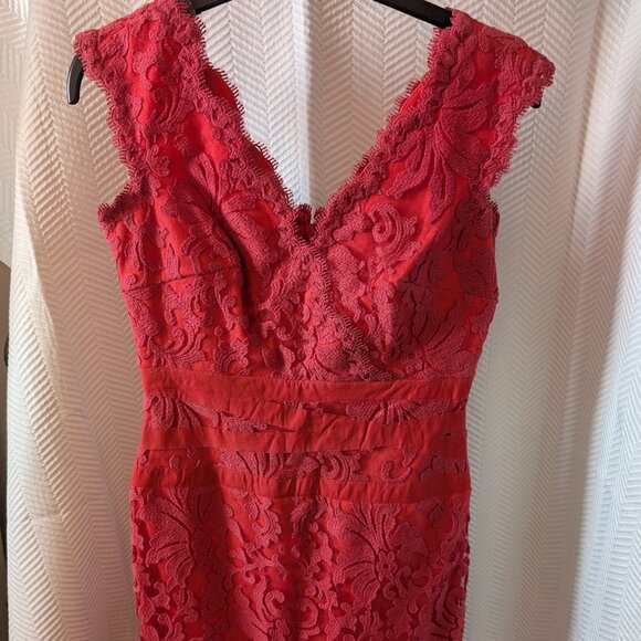 Tadashi Shoji Red Lace Wedding Dress - Picture 2 of 10